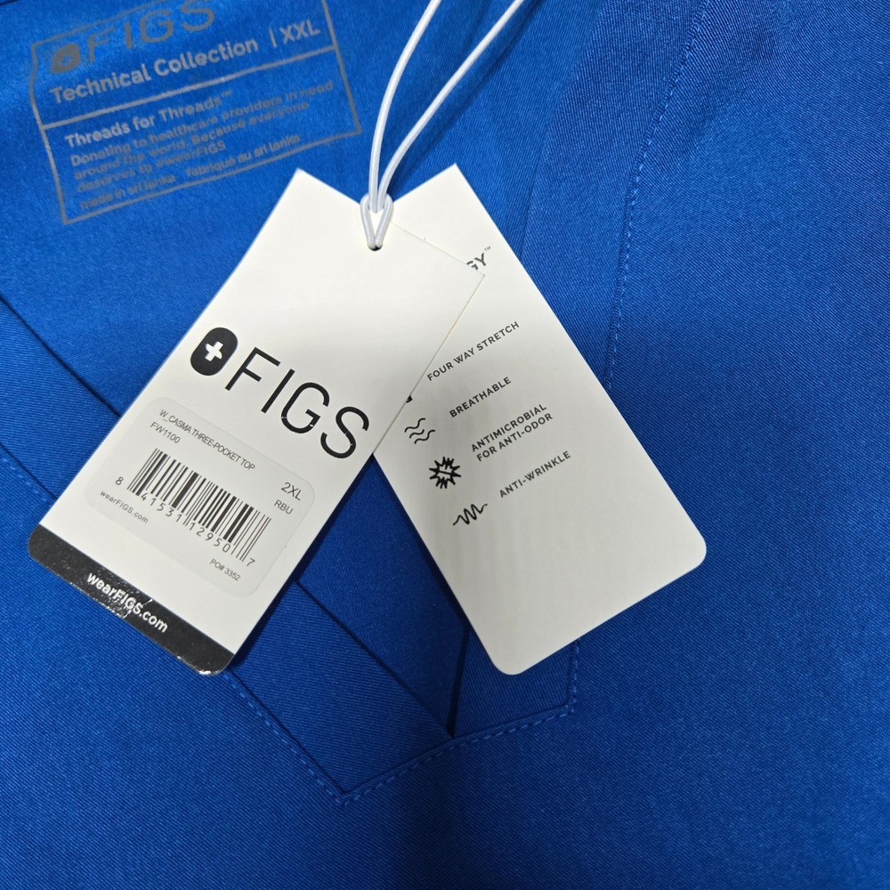 FIGS Casma Three-Pocket Scrub Top 2XL Royal Blue NWT Style FW1100 PO 3352 - Picture 4 of 5